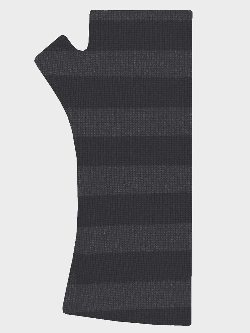 Kate Watts Merino Gloves - Black and Charcoal Stripe