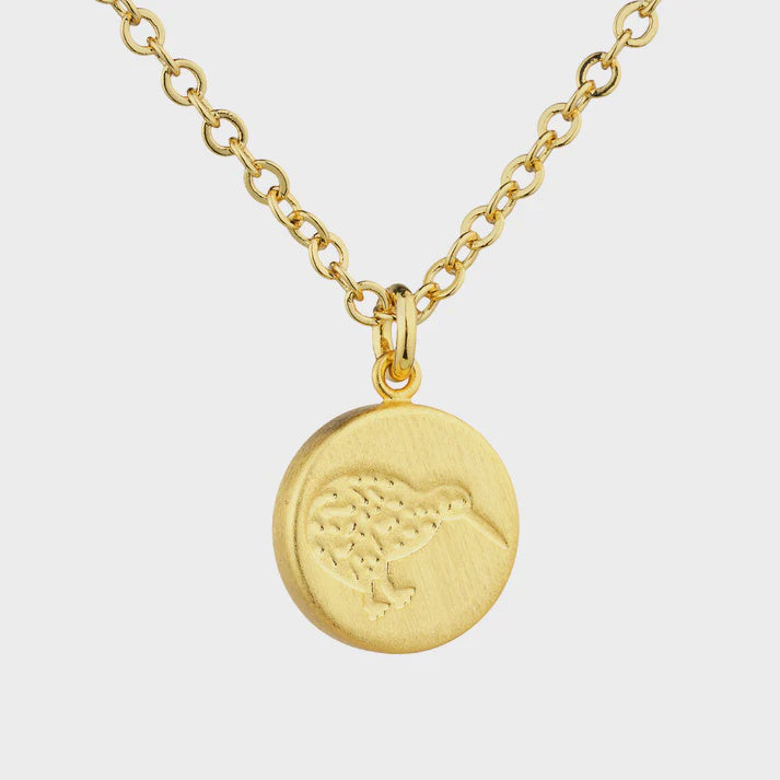 Round Kiwi Necklace- Gold