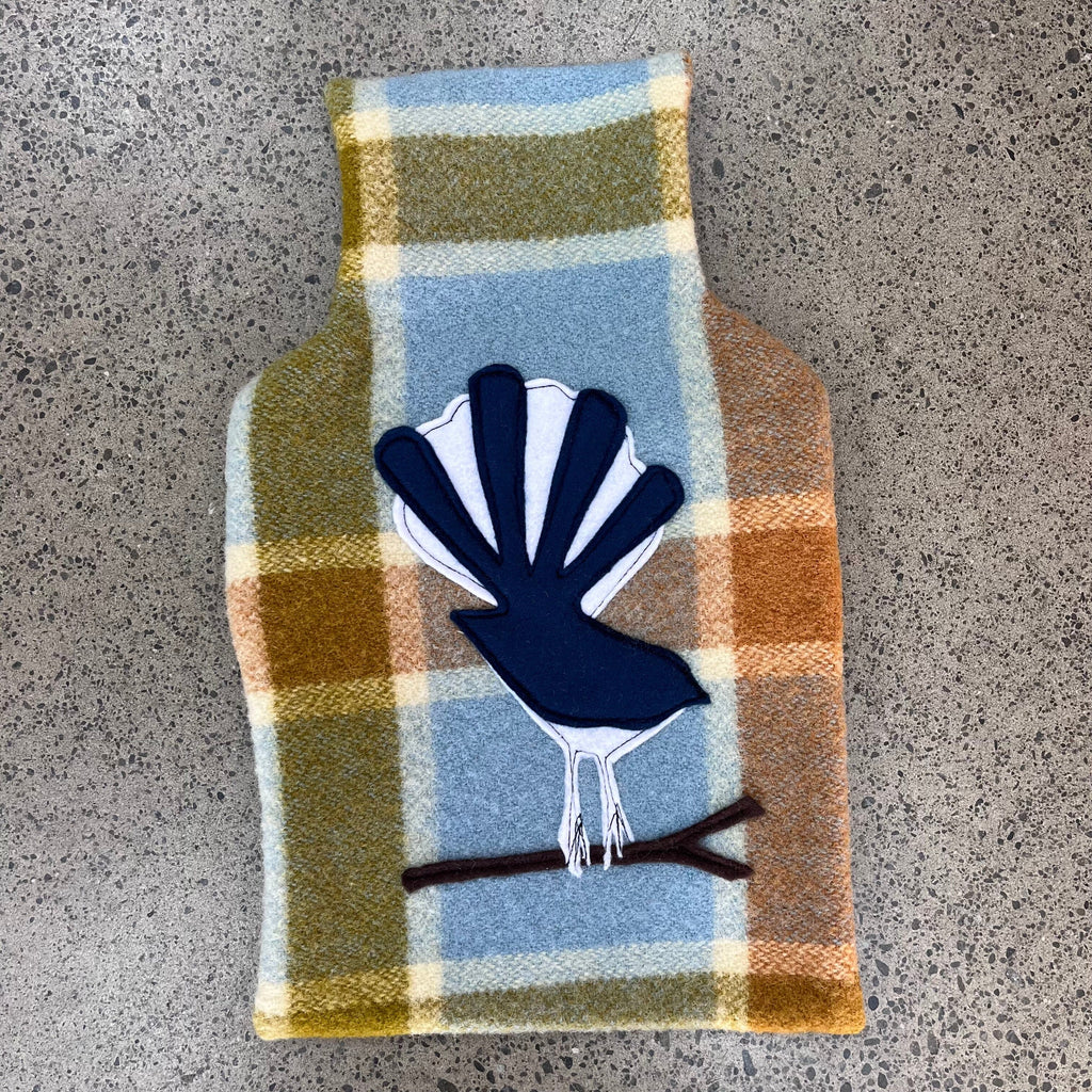 Blanket hot water bottle cover - Fantail Soft Furnishings Not specified Blue/Brown check 