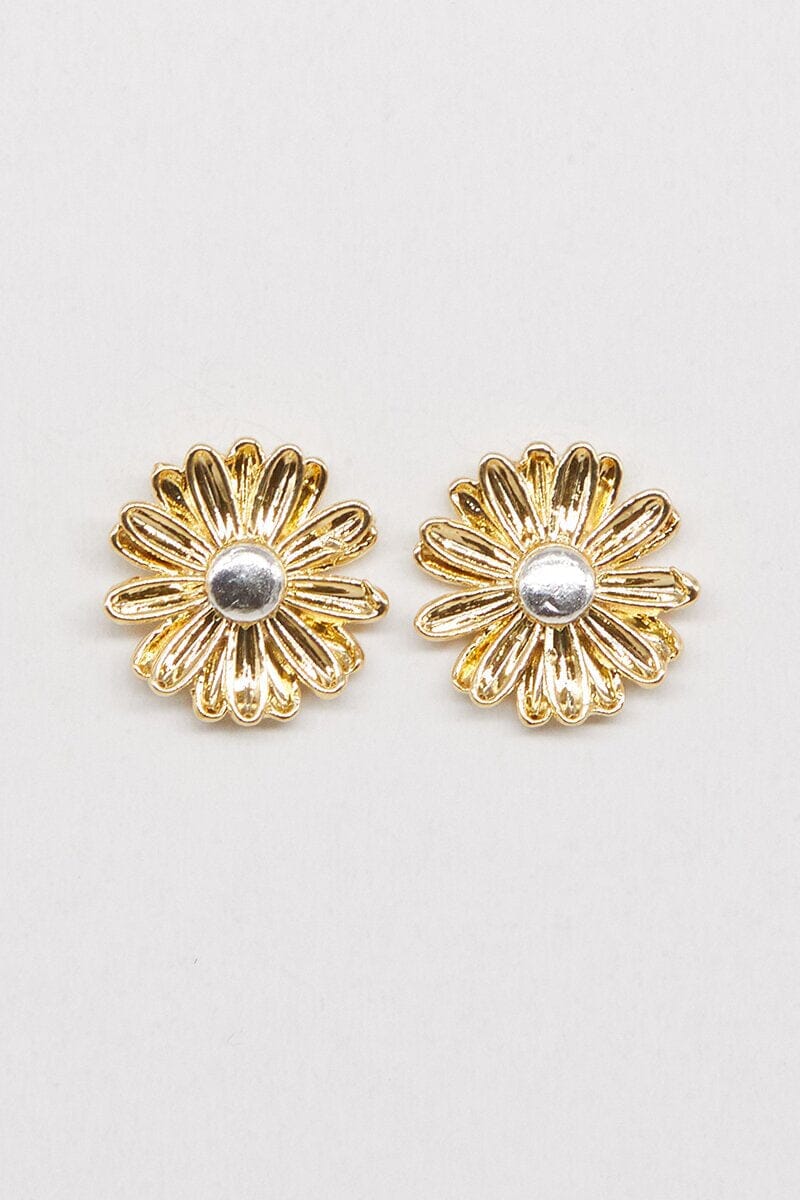 Daisy Earrings Gold and  White