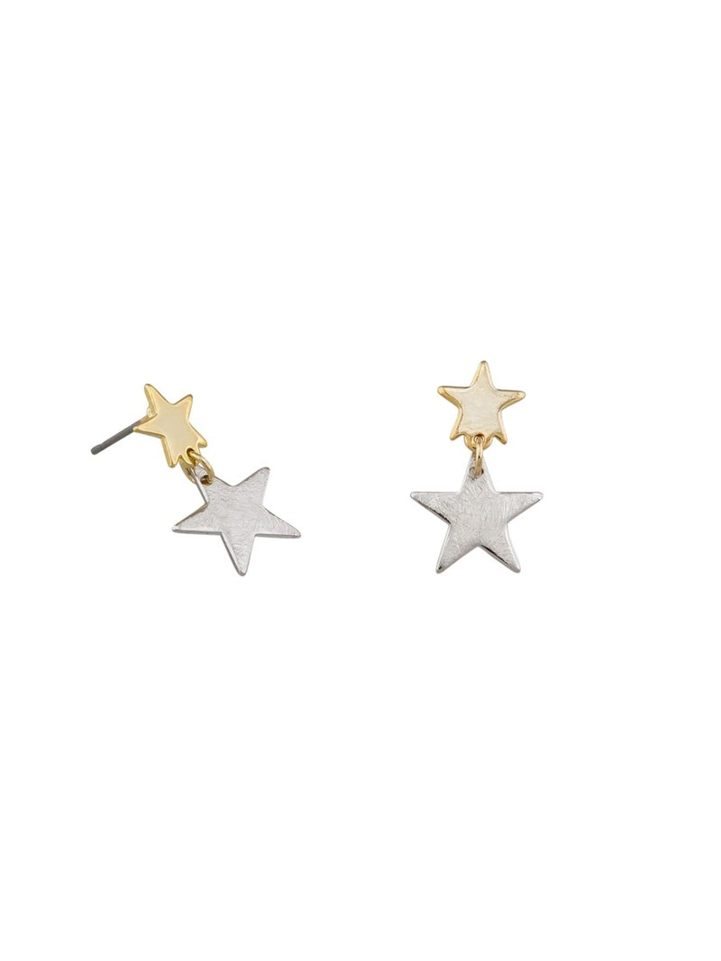 Gold & Silver Double Star Earrings