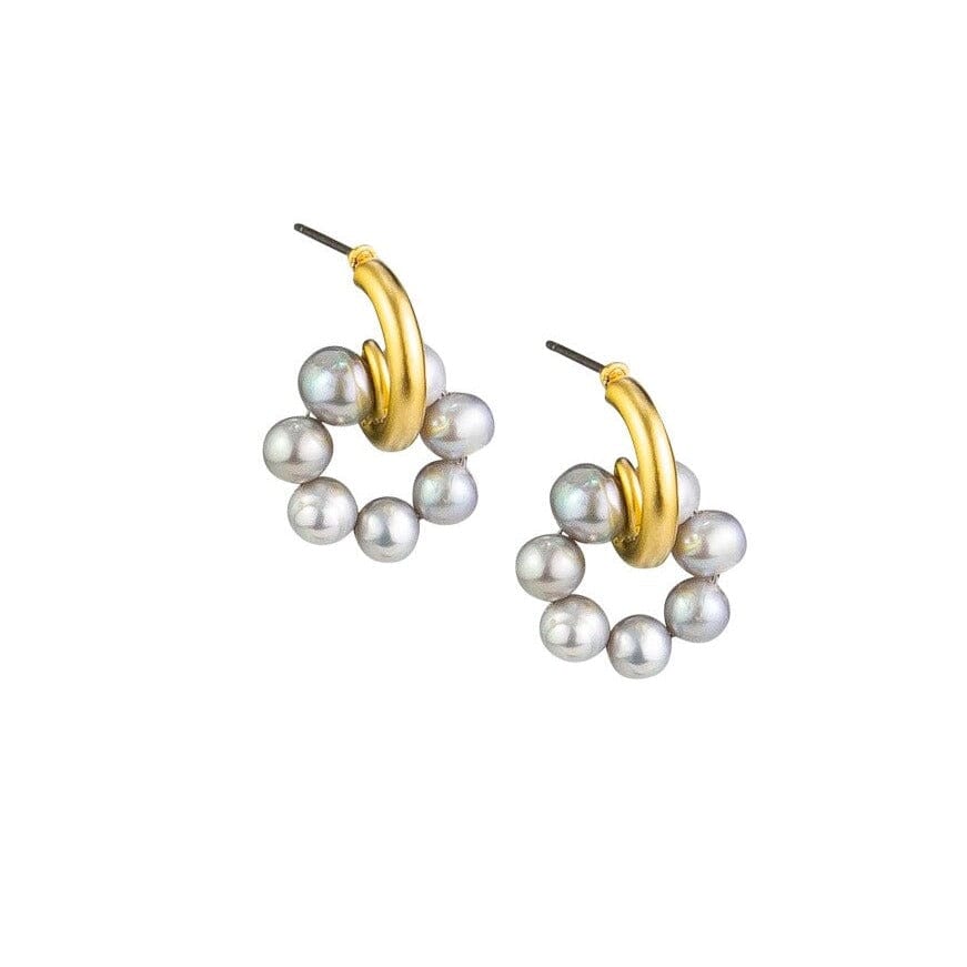 Gold and Grey Pearl Earrings Jewellery Tiger Tree 