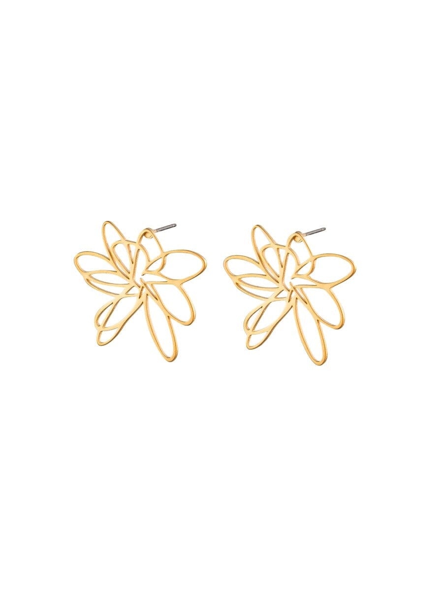 Gold Flower Art Earrings Jewellery Tiger Tree 