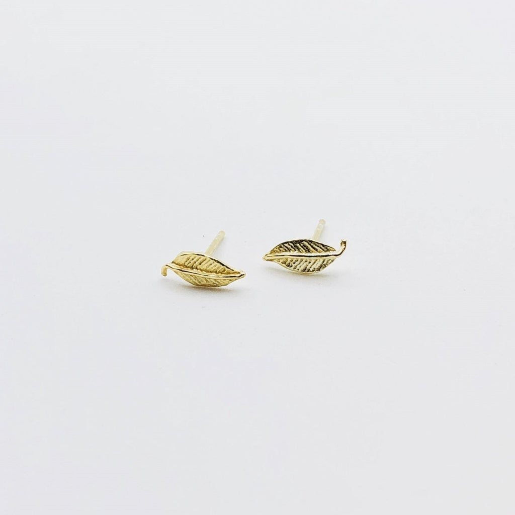 Gold Plated Leaf Studs Jewellery SOME Jewellery 