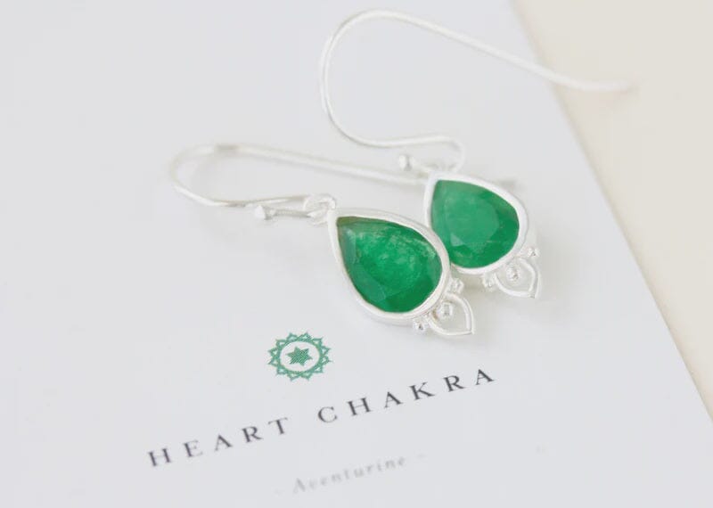 Heart Chakra Earrings - Silver