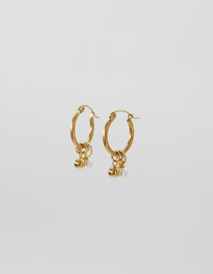 Hoops with Pearl and Gold Drops