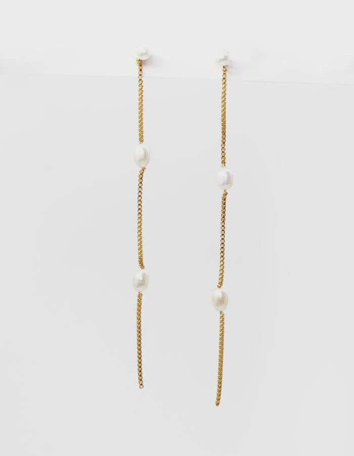 Long Chain with  Freshwater Pearl Earrings