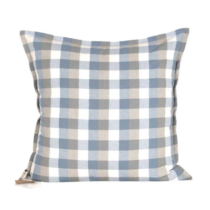 Raine & Humble Double Check Cushion Soft Furnishings Raine and Humble Blue Haze 