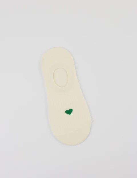 S + G no show socks - White and Emerald Heart Accessories Stella and Gemma 