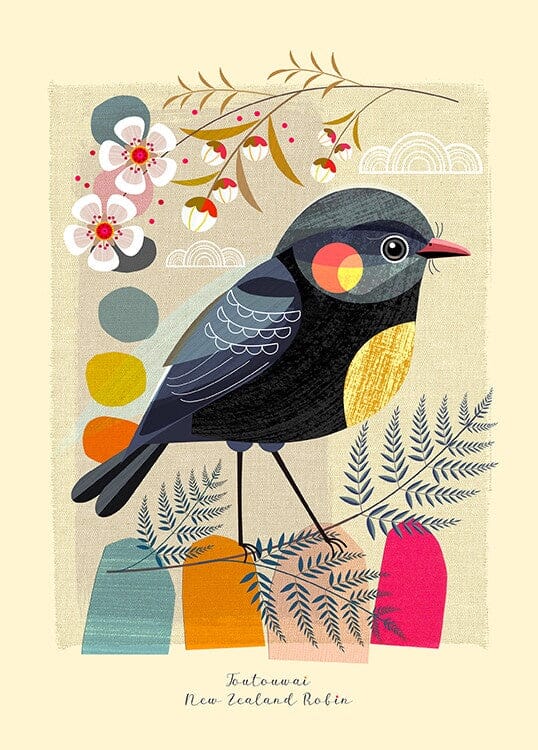 Toutouwai, Small Birds of NZ - Ellen Giggenbach Art - Image Vault Ellen Giggenbach 