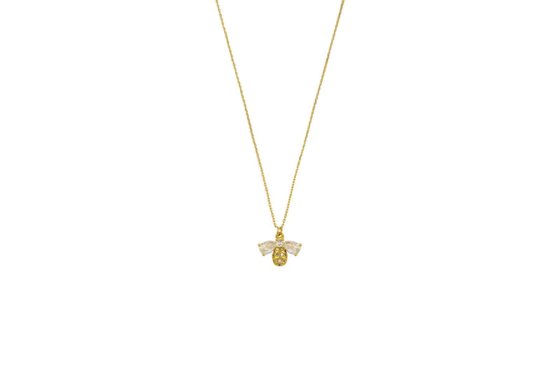 Gold Crystal Bee Necklace