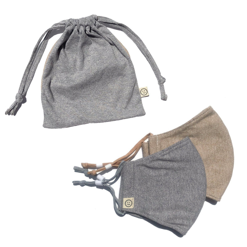 Grey Marle & Oatmeal Face Mask - 2 pack with pouch
