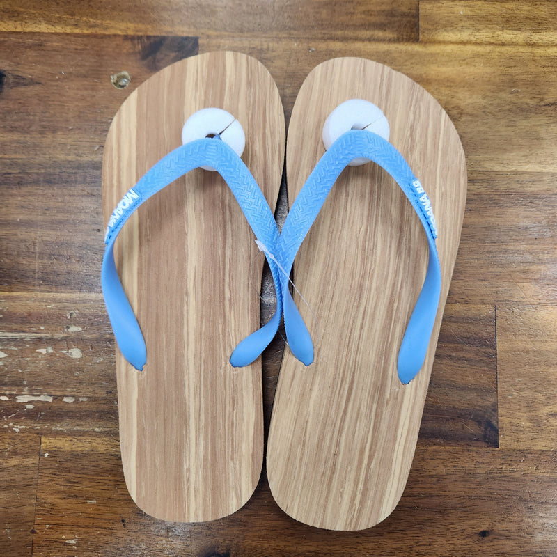 Moana Road Wooden Look Unisex Rubber Jandals - Blue (SALE)