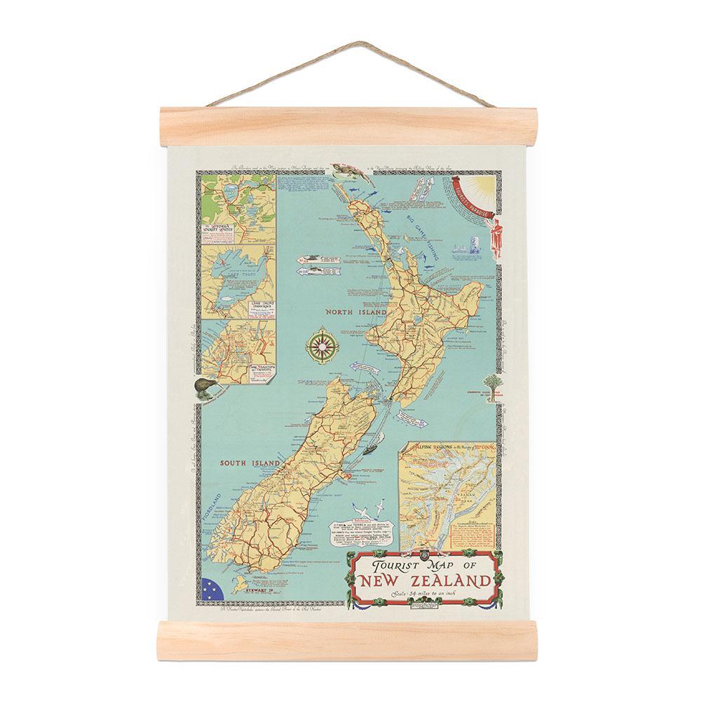 New Zealand Tourist Map Wall Chart