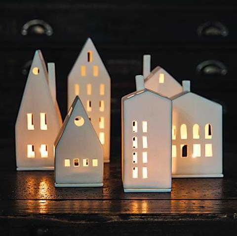 Porcelain Tealight houses - large (all designs)