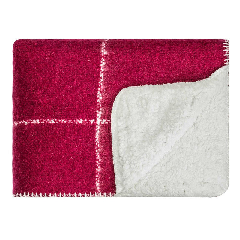 Sherpa Throw - Grid pattern red
