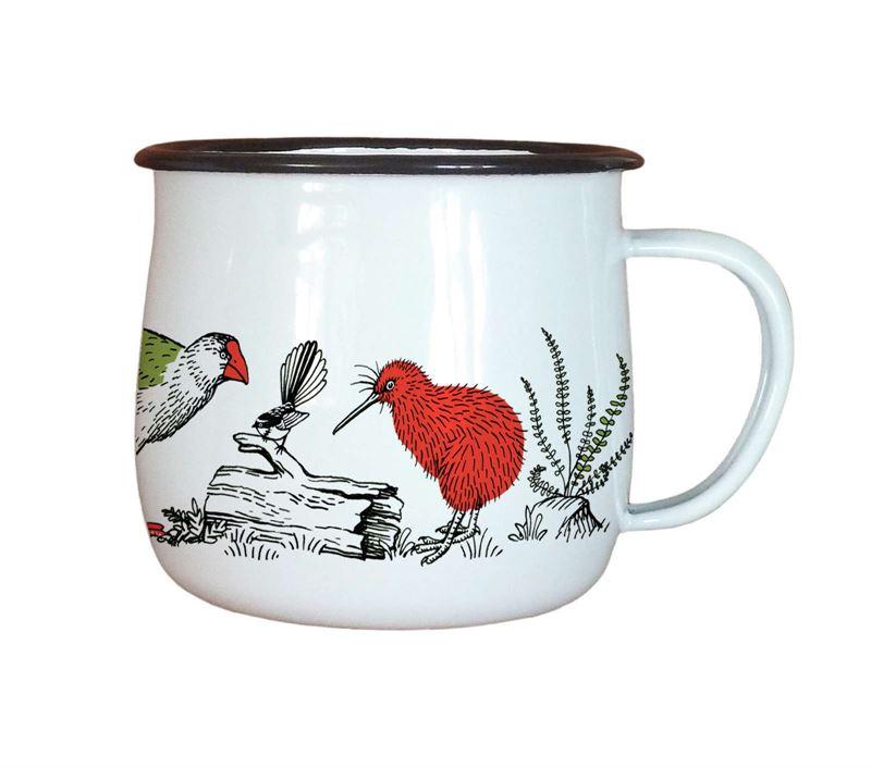 Tanya Wolfkamp enamel mug - Birds