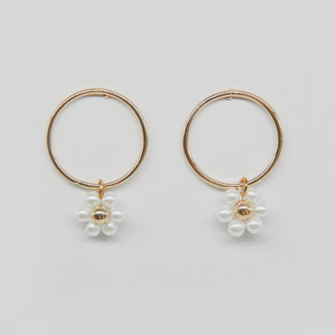 Pearl and Daisy Gold Hoops