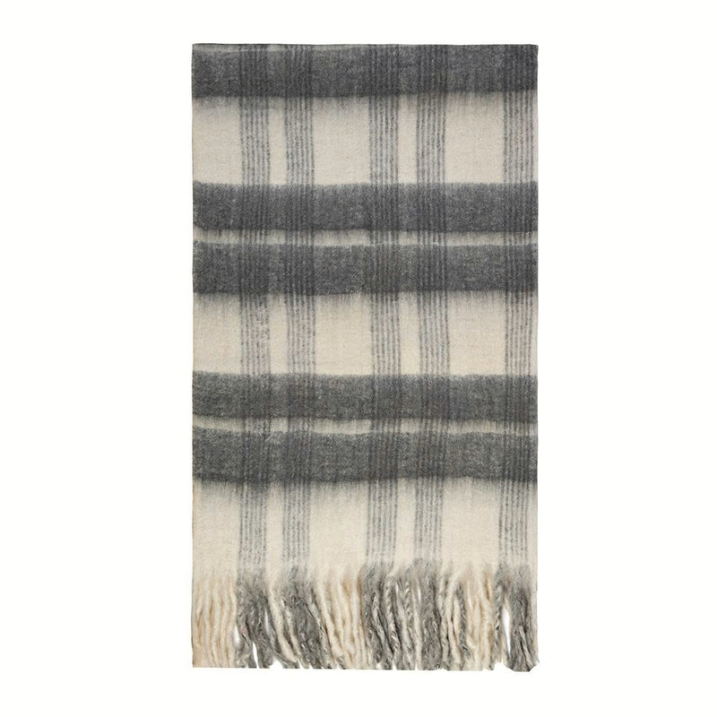 Bliss Wool Mohair Blend  Throw - White & Grey