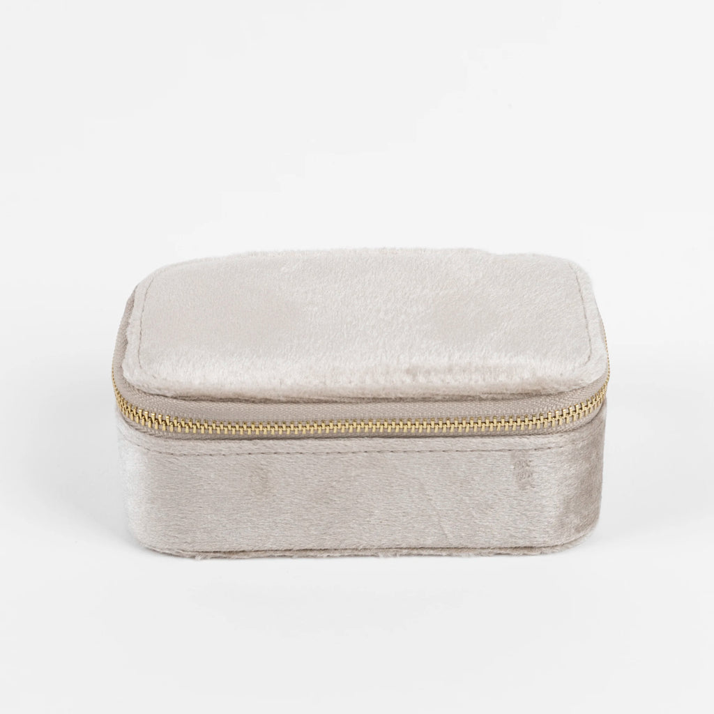 Jewellery Box Velvet Beige Rectangle