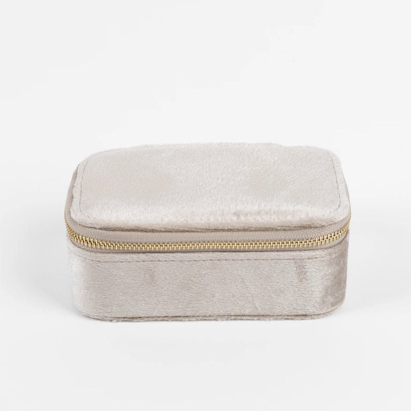 Jewellery Box Velvet Beige Rectangle