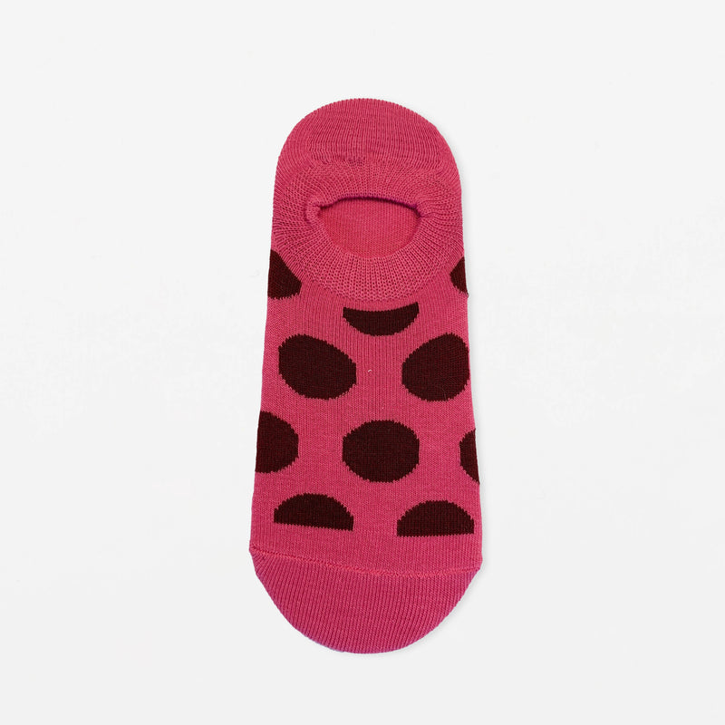 S + G No Show Socks -  Fuchsia with Plum Dots