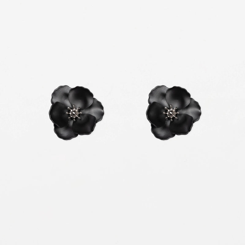 Flower Earrings - Gun Metal