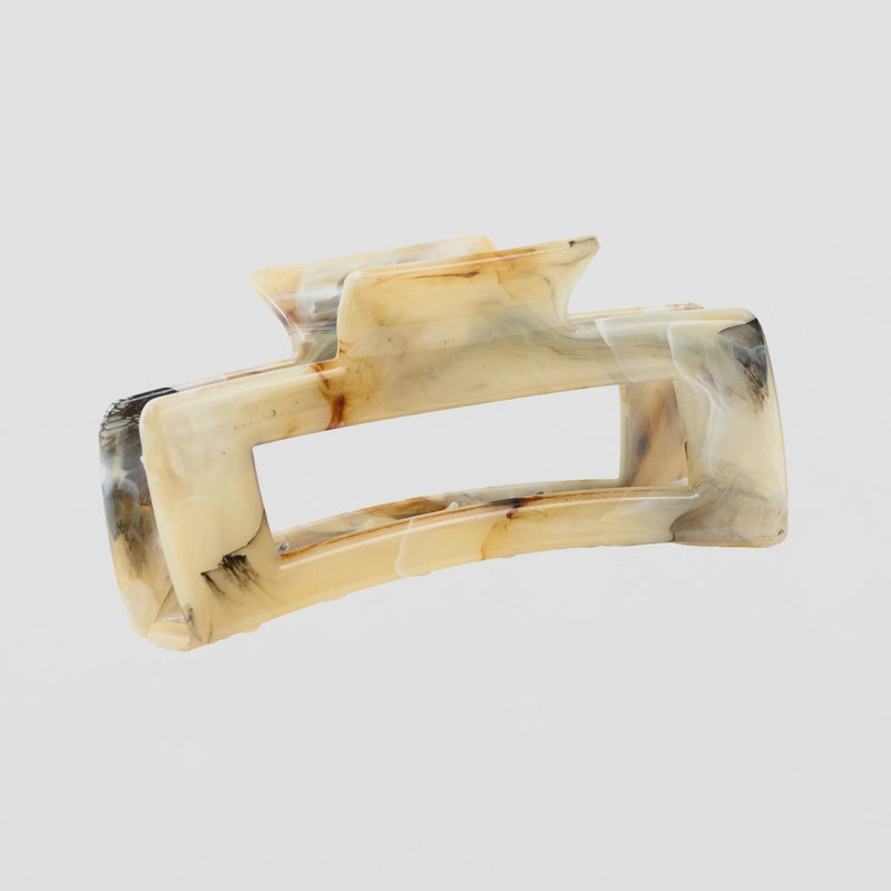 S + G Claw Clip - Oblong Marble Black and Cream