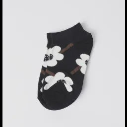 S + G Socks - Black With White Flower