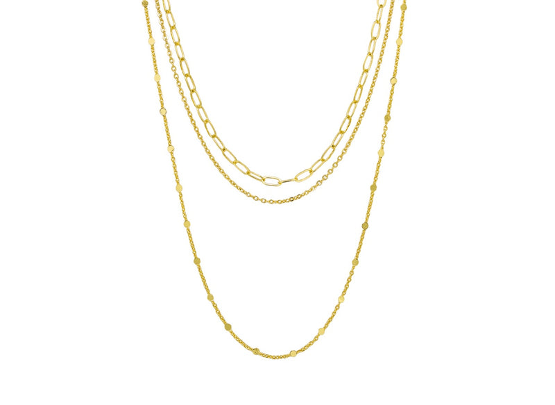 Gold Triple Chain Necklace