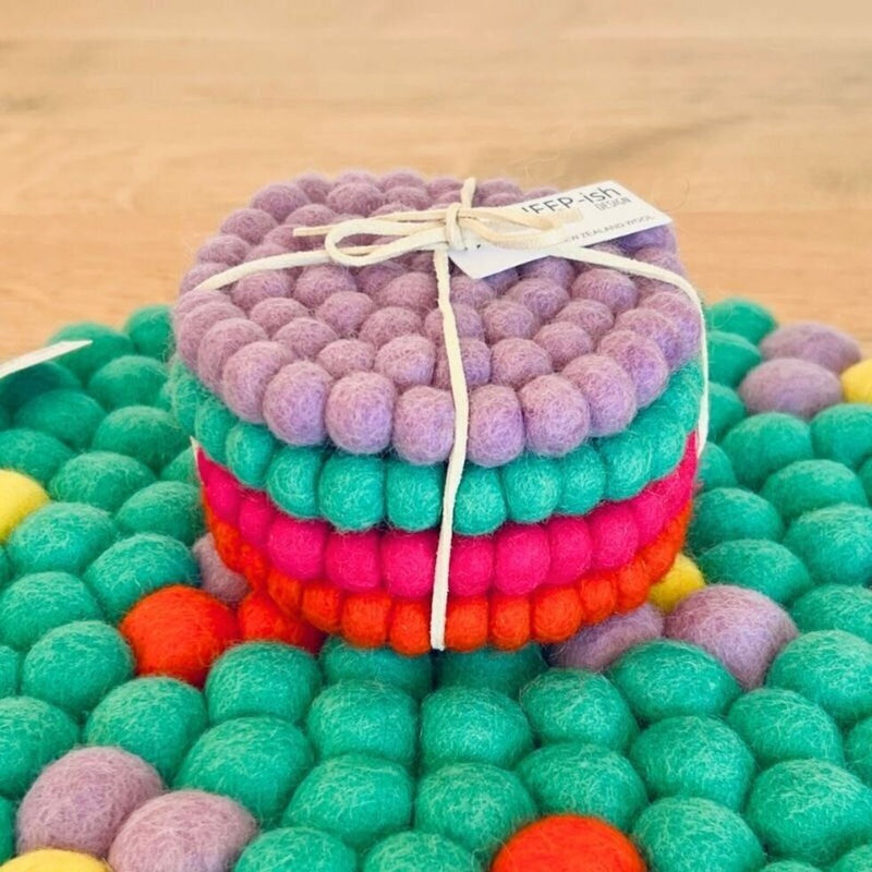Felt ball Coasters - set of 4