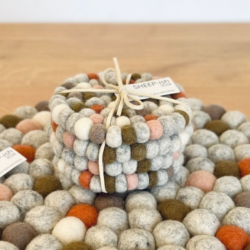 Felt ball Coasters - set of 4