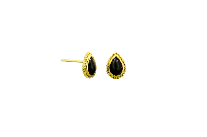 Gold and Black Teardrop Studs