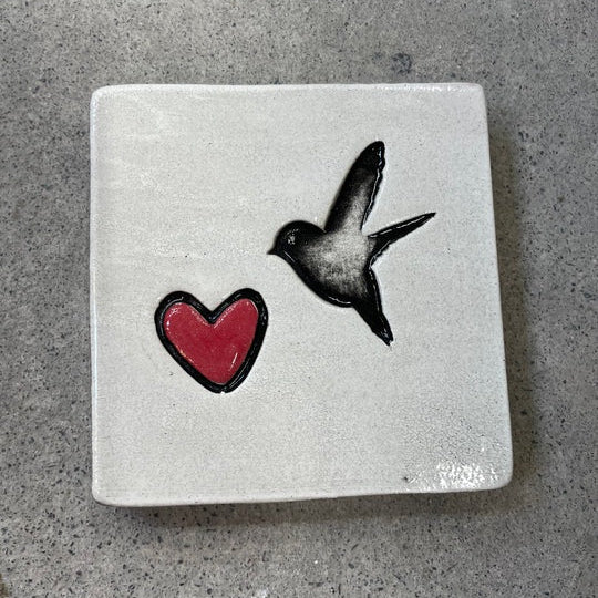Bird And Heart Square Tile