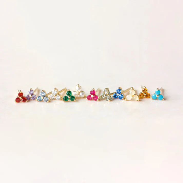 Birthstone Studs  - Silver