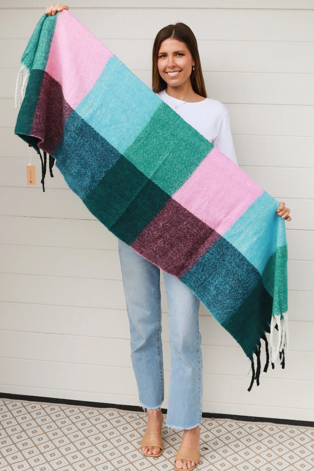 Green/Blue/Pink Tones Winter Scarf