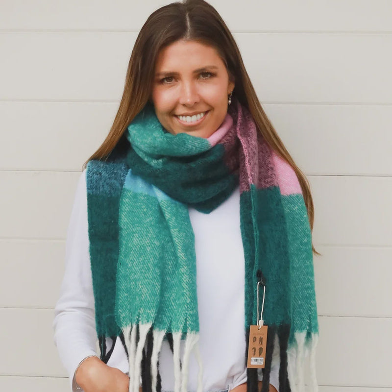 Green/Blue/Pink Tones Winter Scarf