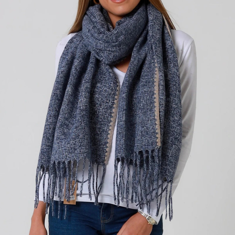 Winter Scarf - Denim with Beige Stitching