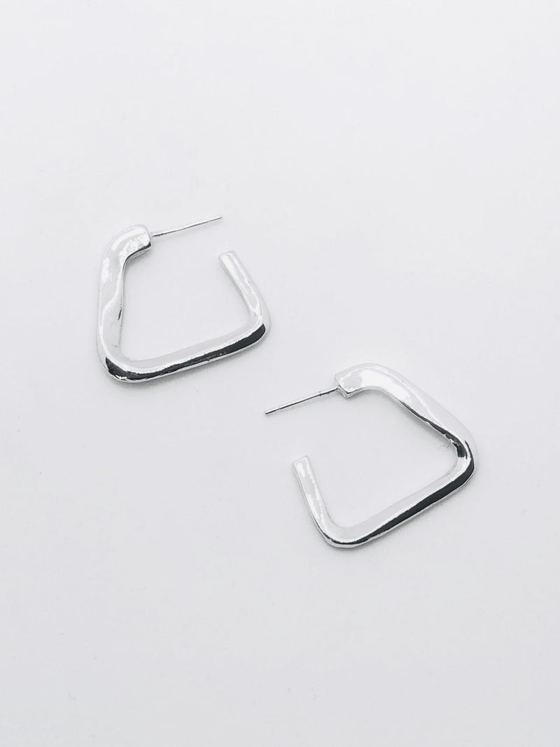 Silver Square Hoops