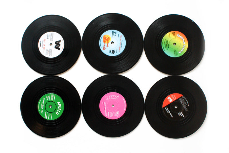 Retro Vinyl Coasters - Set of 6