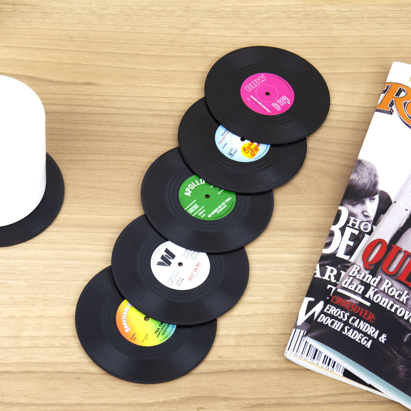 Retro Vinyl Coasters - Set of 6