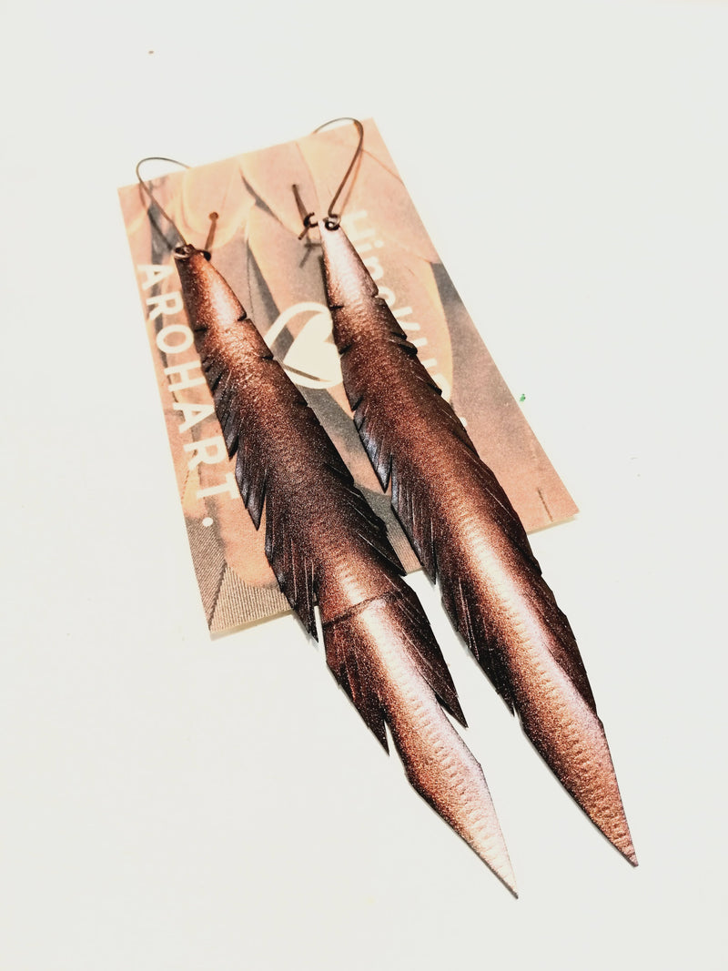Super Sharp Bronze Feather Earrings