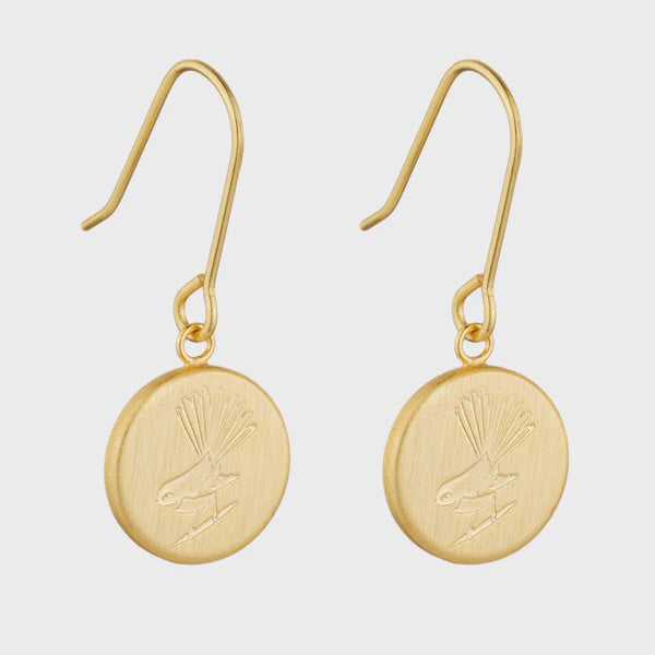 Round Fantail Pendant Earrings - Gold