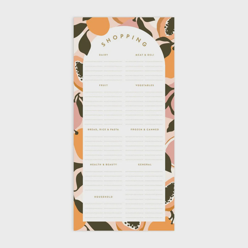 Golden Fruits Shopping List Magnetic Notepad