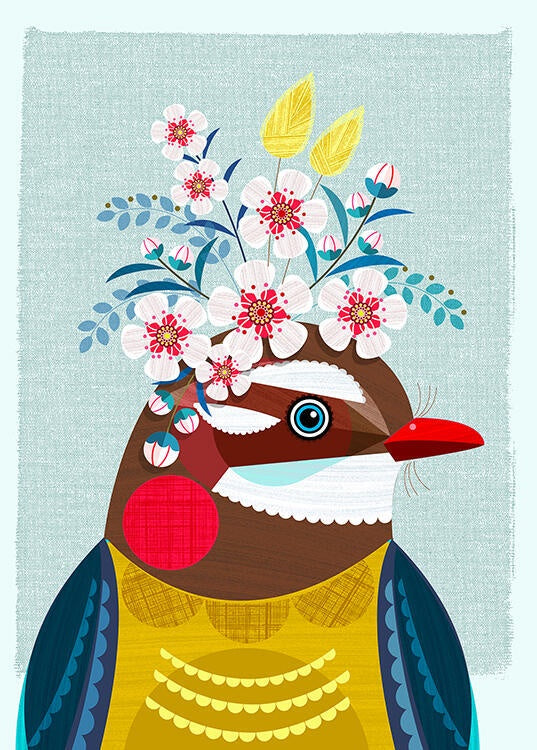 Piwakawaka with Flower Crown - Ellen Giggenbach