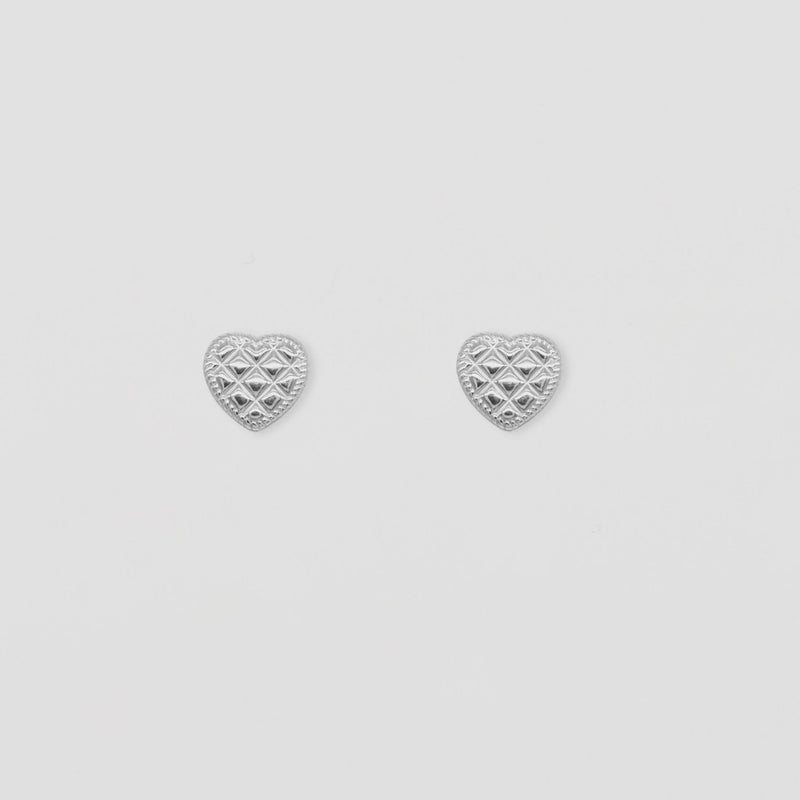 Quilted Heart Studs