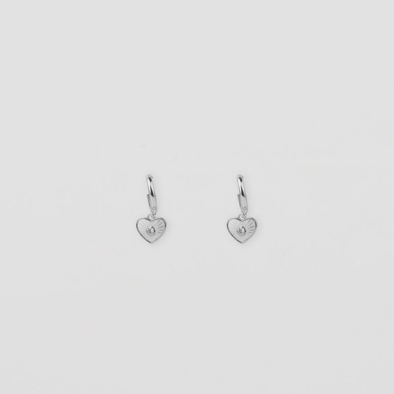 Silver Encased Crystal Heart Earrings