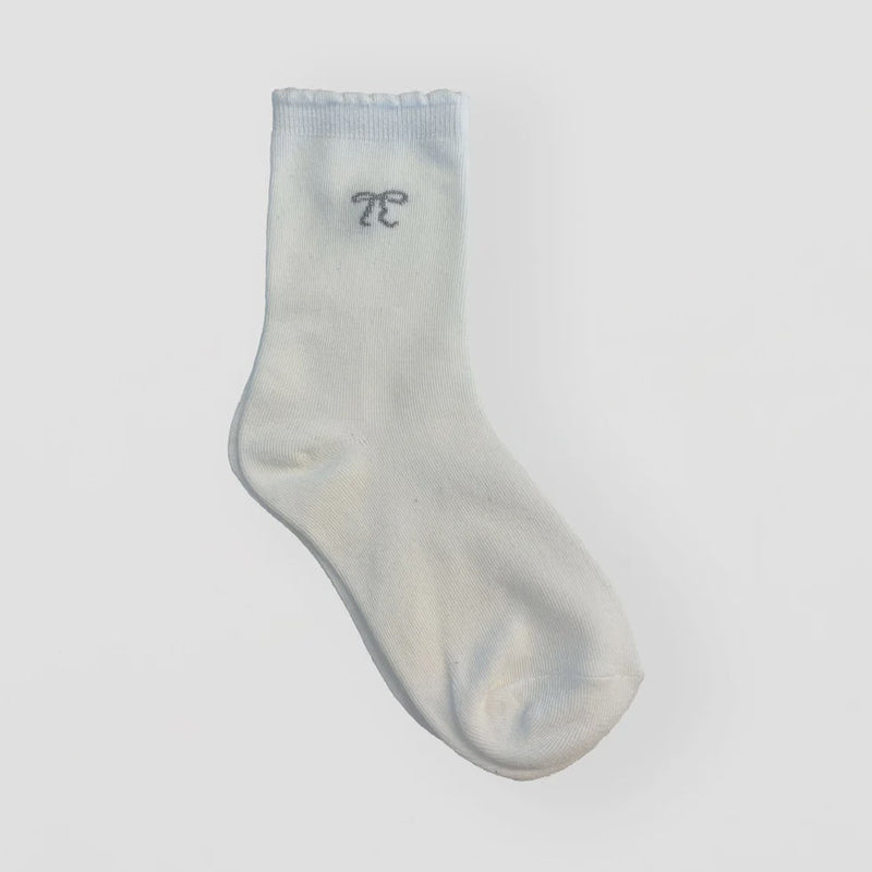 S + G Socks - White With Silver Bow