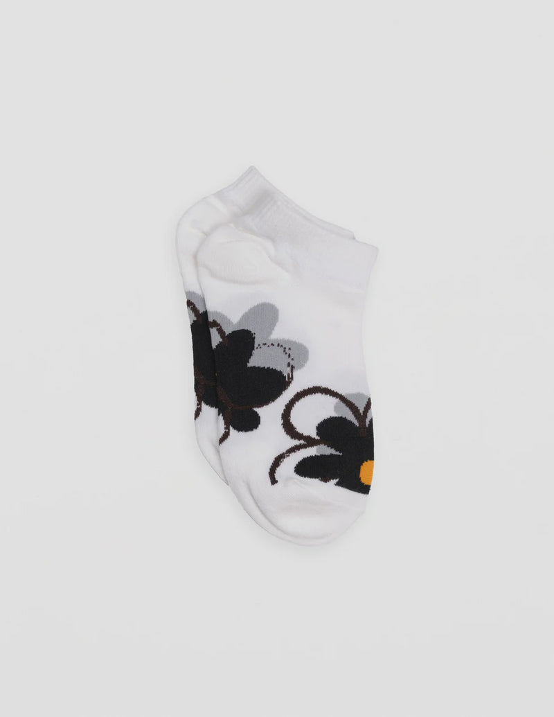 S + G Socks -White With Black Flower