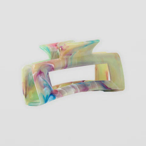 S + G Claw Clip - Oblong Marble Rainbow